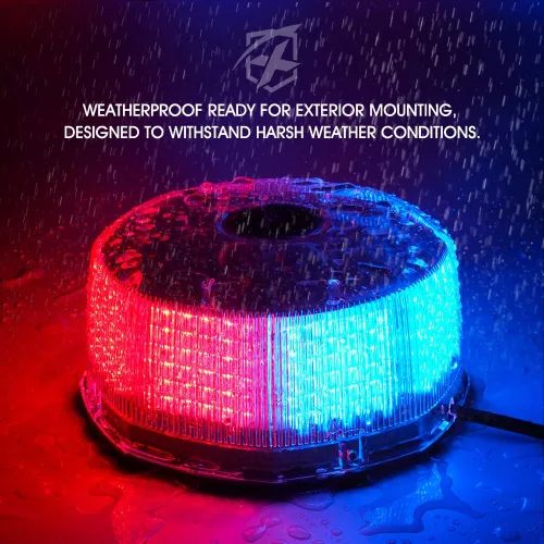 Miniatura 3 de Xprite Luz de baliza giratoria roja y azul de 240 LED con base magnética, luces intermitentes de advertencia de seguridad policial para vehículos