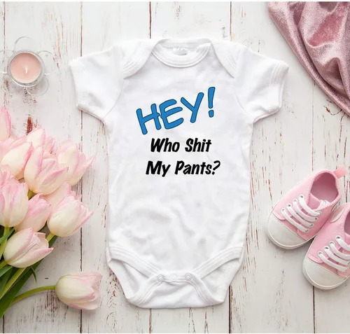 Miniatura 2 de Hey Who Shit My Pants Mameluco divertido de regalo para recién nacido lindo bebé
