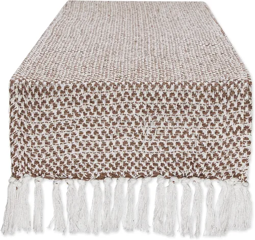 Miniatura 17 de DII Woven Basics Collection Camino de mesa de punto 100% algodón, 15"x108", Stone Piedra