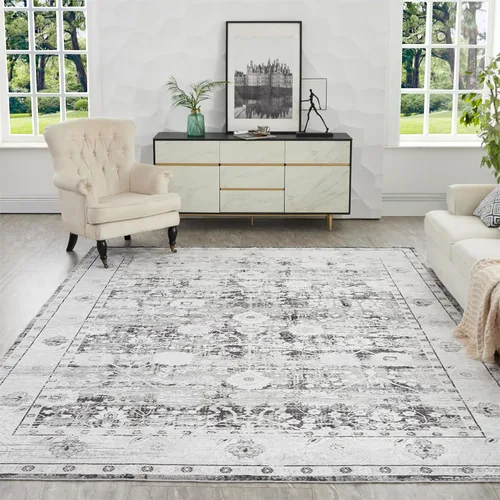Miniatura 38 de Syalife 6x9 Alfombra Lavable para Área, Ultra Suave Antideslizante, Pila Baja, Alfombra Vintage Resistente a Manchas para Sala de Estar, Alfombra