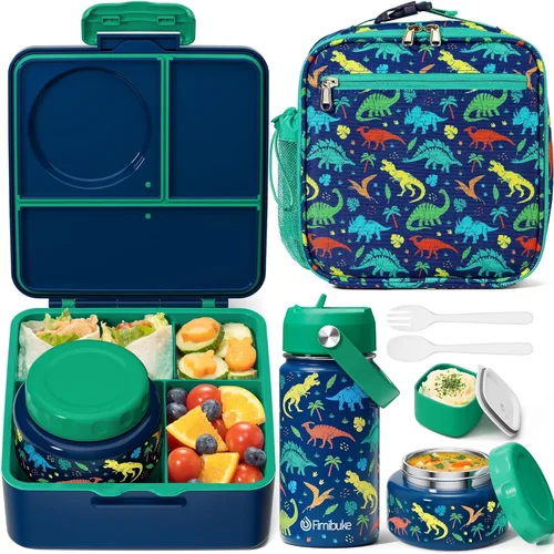 Miniatura 12 de Fimibuke Caja Bento para niños y adultos – Juego de lonchera Bento de 3 a 4 compartimentos a prueba de fugas con tarro de comida aislado, botella