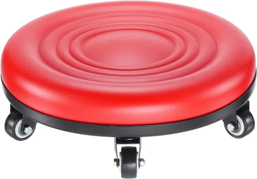 PATIKIL Silla de ruedas con asiento bajo – Taburete universal de piel sintética para gimnasio de oficina en casa – Asiento redondo corto con ruedas