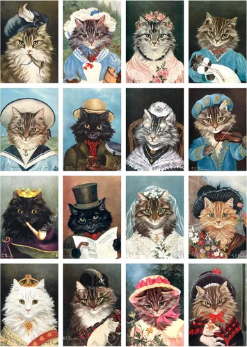 Miniatura 4 de Decoupage - Paquete de papel (35 hojas de 6 x 8 pulgadas) Art Nouveau Cat Portraits FLONZ Vintage Pictures Reprint Tarjetas para decoupage