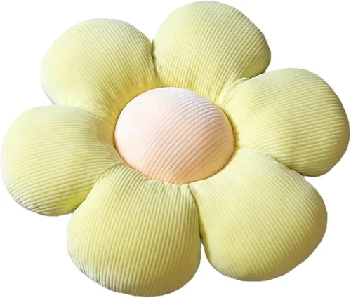 Miniatura 13 de Almohada linda en forma de flor, cojín de flor, almohada de lectura y almohada cómoda y de ocio, cojín de coche (beige/verde, 23.6 in*23.6 in)