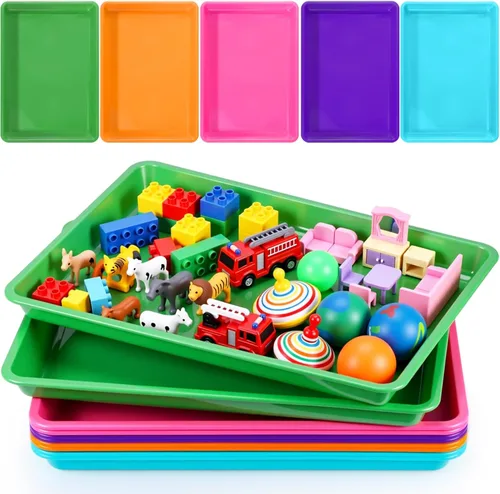 Miniatura 22 de Maitys Paquete de 15 bandejas de arte de plástico de 12 x 16 pulgadas, bandejas sensoriales para proyectos de bricolaje, pintura, cuentas, joyería