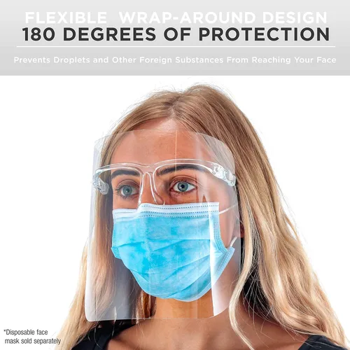 Miniatura 3 de TCP Global Salon World - Protectores faciales completos con marcos de gafas (paquete de 10), ultra transparentes para proteger los ojos, la nariz