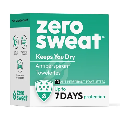 ZeroSweat Desodorante de toallitas antitranspirantes | Tratamiento de hiperhidrosis de fuerza clínica - Reduce el sudor de las axilas - 10 toallitas