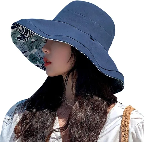 Miniatura 7 de Sombreros reversibles florales para el sol, protección UV, con protección UPF y ala ancha y correa de barbilla para mujer
