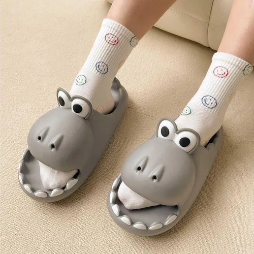 Miniatura 5 de Pantuflas de dinosaurio de dibujos animados para mujeres y hombres, sandalias de ducha de animales divertidos para parejas, antideslizantes, 1.57