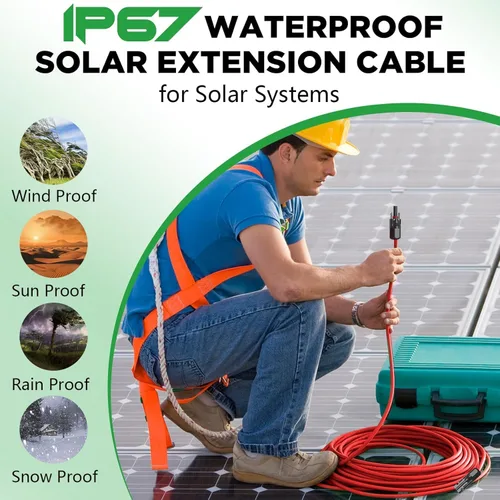 Miniatura 7 de Oududianzi Cable de extensión solar de 40 pies, cable solar de 10 AWG, cable fotovoltaico de cobre estañado calibre 10, cables y conectores