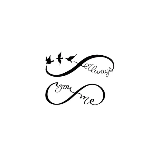Miniatura 3 de Juego de 2 calcomanías de tatuaje temporal pequeñas, diseño de pájaro con diseño de pájaro "Always You and Me" para mano, cuello, cara, muñeca, K-488