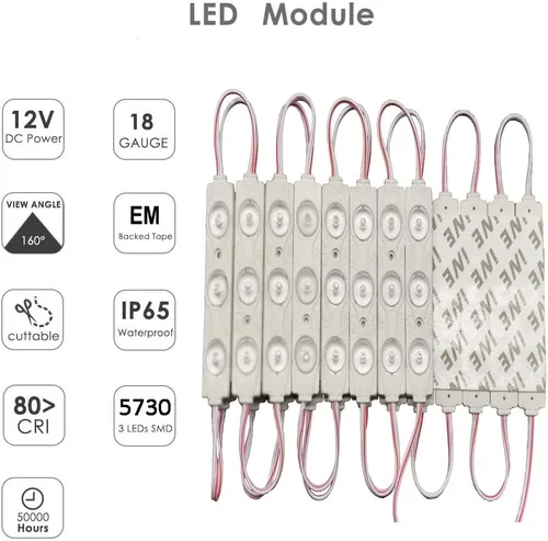 Miniatura 3 de Módulo LED, luz LED para ventana blanca, 100 piezas, 49.8 pies, 2835 SMD, 150 lúmenes, IP65, luz decorativa impermeable para cartel con letras