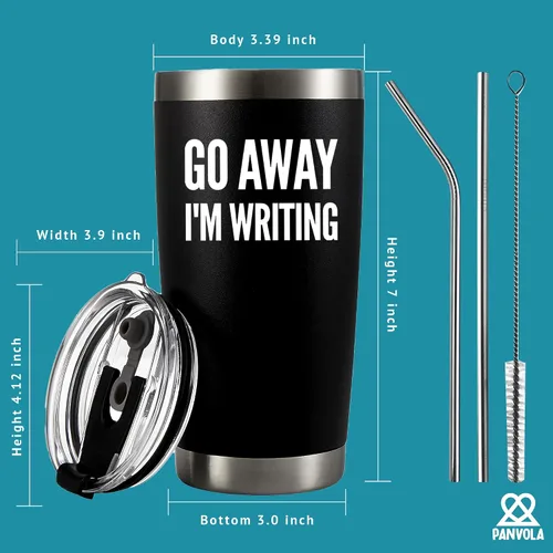 Miniatura 8 de Panvola Go Away, I'm Writing - Vaso aislado al vacío para escritor, regalo sarcástico, divertido, escritor, novelista, poeta, guionista, periodista
