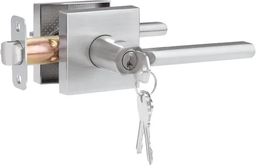 Manija de puerta de entrada HOSOM con cerradura y llave, área comercial y residencial, palanca de puerta de entrada moderna para exterior, cerradura