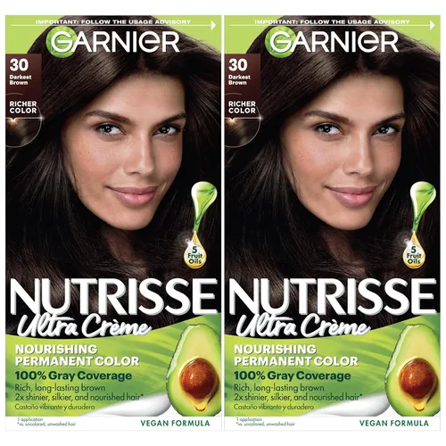 Garnier Nutrisse - Tinte en crema nutritiva para el cabello, 30 marrón oscuro (Sweet Cola), tinte permanente para el cabello, 2 unidades (el 30