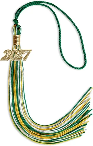 Miniatura 96 de Endea Graduation Borla mixta de triple color con gota de fecha dorada (negro/dorado/blanco, 2021)