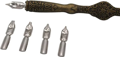Miniatura 3 de Gullor Juego de bolígrafos de caligrafía - Juego de bolígrafos de inmersión hechos a mano con 18 puntas, bronce