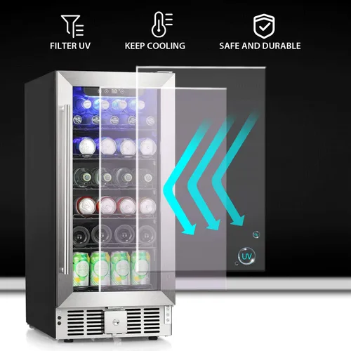 Miniatura 4 de COWSAR Refrigerador de vino de 15 pulgadas para bebidas de 2.9 pies cúbicos. Refrigerador independiente o debajo del mostrador, refrigerador