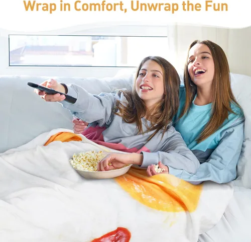 Miniatura 6 de Catalonia Pepperoni Pizza Blanket, Realistic Food Blanket, Funny Gifts for Teenage Boys and Girls, 59 inch, Single Layer