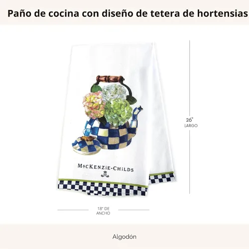 Miniatura 4 de MACKENZIE-CHILDS Toalla de Cocina de Algodón, Linda Toalla de Cocina Decorativa para Limpieza y Decoración del Hogar, Juego de 1, Hervidor de Té