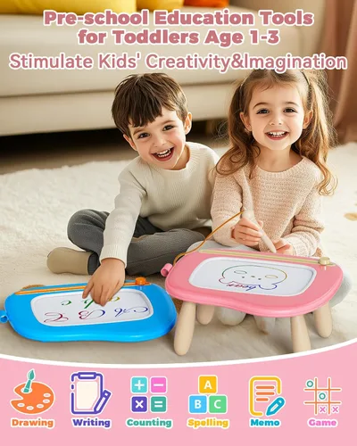Miniatura 5 de KOKODI Pizarra de Dibujo Magnética, Juguetes para Niñas de 1 a 2 Años, Gran Tablero de Garabato para Aprender y Educar para Bebés de 1, 2 y 3 Años