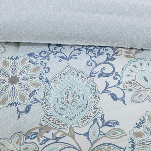 Miniatura 18 de Madison Park Juego de temporada, falda de cama a juego, almohadas decorativas, Queen (90 x 90 pulgadas), Isla, medallón floral azul, 8 piezas