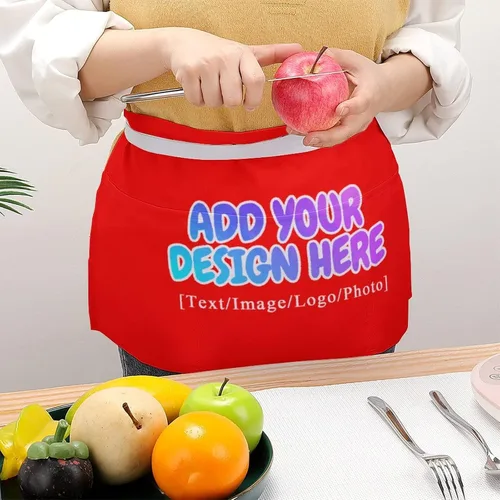 Miniatura 90 de AXKEUDO Delantal personalizado con bolsillos, delantales de cintura para camarera para cocinar en casa, restaurante, servir trabajo