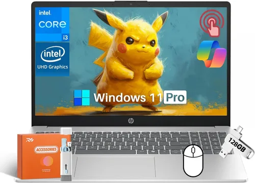 HP Portátil con pantalla táctil FHD de 15,6", portátiles comerciales antirreflejos, Intel 6-Core i3-1215U (hasta 4,4 GHz), 16 GB de RAM, 1 TB SSD,