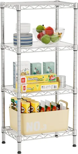 Miniatura 11 de Golpart Estantes de almacenamiento ajustables de 3 niveles, estante de metal resistente, estantería de alambre, estante organizador para el hogar