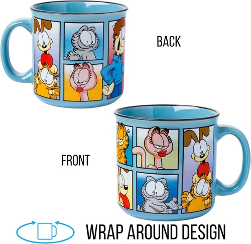 Miniatura 5 de Silver Buffalo - Taza de café de cerámica estilo cámper con Garfield, Odie, Arlene, Nermal y Jon, 20 onzas Personajes de Garfield