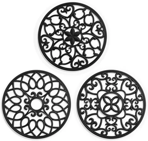 SMARTAKE Juego de 3 tapetes de silicona para salvamanteles, multiusos, tallados, aislados, antideslizantes, duraderos, tapetes de cocina flexibles y
