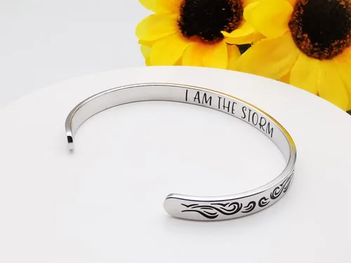 Miniatura 86 de Pulseras inspiradoras para mujer, joyería de acero inoxidable, con refranes, pulsera motivacional con mensaje oculto, pulseras grabadas para mejor