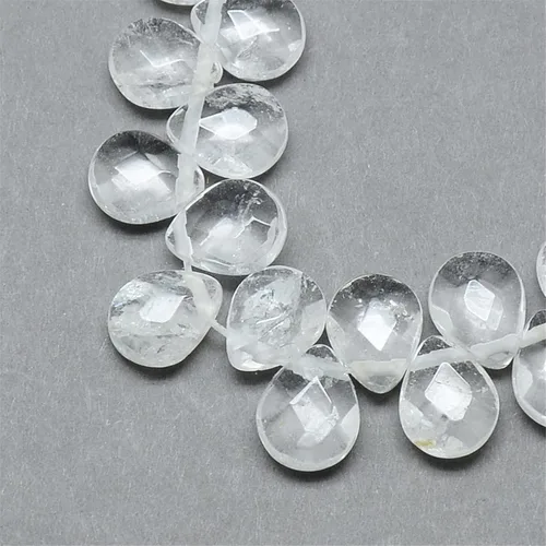 Miniatura 8 de Craftdady 30 cuentas de piedra natural de amazonita facetada con forma de lágrima perforada en la parte superior, cuentas sueltas de cristal