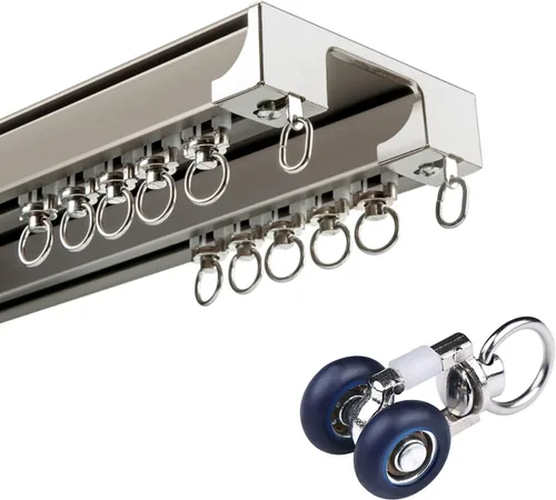 Sistema de riel de cortina de techo, rieles dobles para cortinas y cortinas, riel deslizante de aluminio para divisores de habitación en sala de