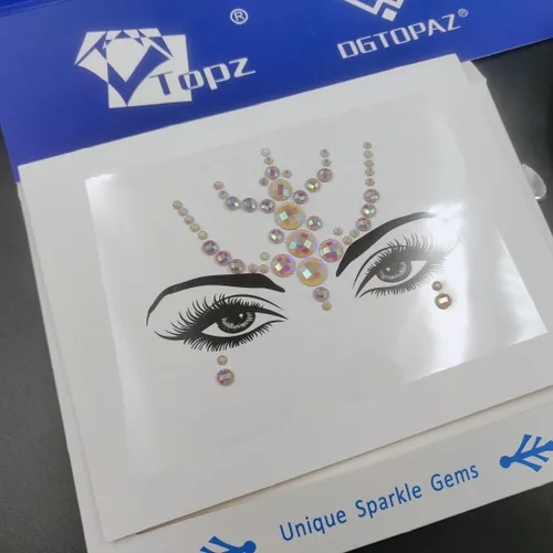 Miniatura 8 de Joyas faciales para mujeres, maquillaje para festivales, gemas faciales autoadhesivas de Halloween, tatuaje temporal fluorescente, joyas corporales