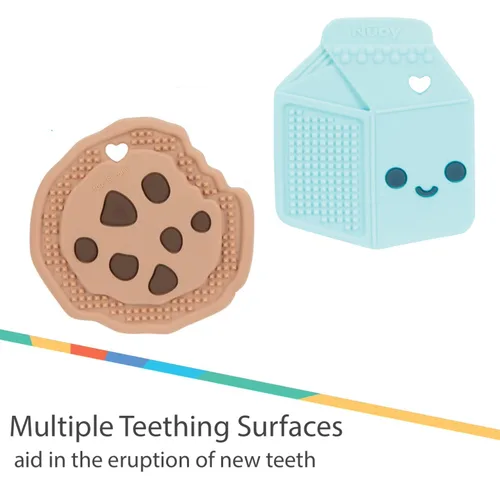 Miniatura 3 de Nuby Mordedor de silicona para bebés con chispas de chocolate y leche para la dentición, alivia las encías doloridas, más de 3 meses