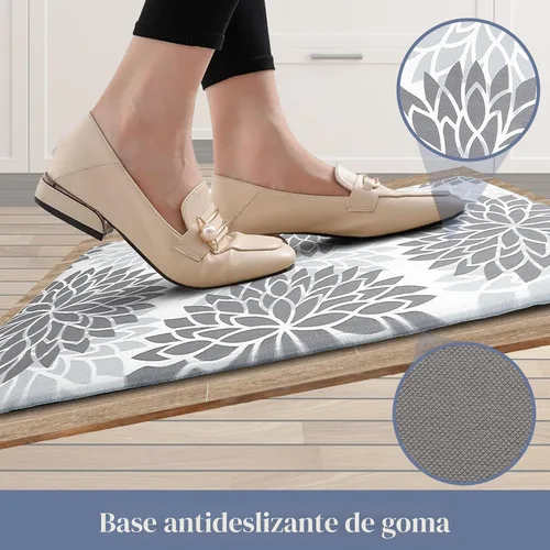 Miniatura 4 de HEBE Juego de 2 tapetes de cocina antideslizantes para el suelo, tapetes de cocina acolchados y impermeables, cómodos para cocina, oficina en casa