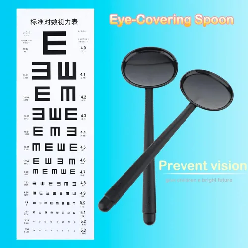Miniatura 2 de 6 piezas de oclusor de ojo de mano negro, instrumento de optometría de óptica de visión de plástico para examen de gráfico ocular prueba de visión