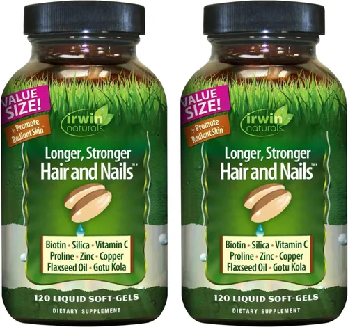 Miniatura 9 de Irwin Naturals Cabello y uñas más largos y fuertes, promueve una textura y fuerza de brillo vibrante, 120 cápsulas blandas líquidas