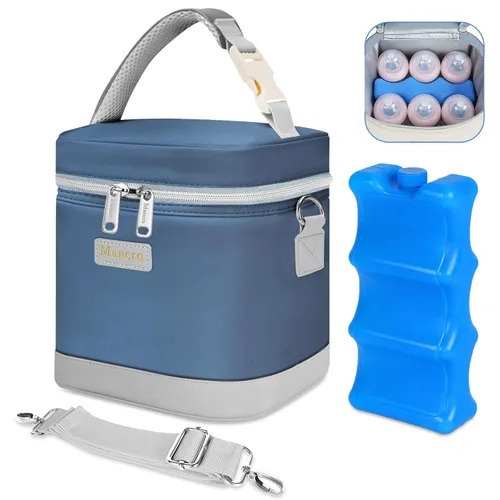 Miniatura 17 de Bolsa de refrigeración de leche materna Mancro con capacidad para 6 biberones de hasta 9 onzas, bolsa térmica para biberones con paquete de hielo