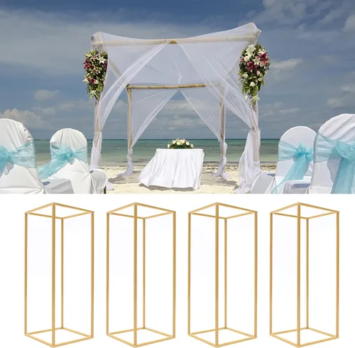 Miniatura 3 de 4 piezas de jarrón de metal con forma de columna, soporte geométrico para centros de mesa para el hogar, fiesta, boda, decoración de mesa