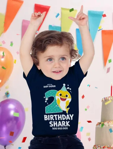 Miniatura 2 de Camiseta de 2 cumpleaños de Baby Shark, traje para niños o niñas de 2 años, linda camiseta de fiesta para niños