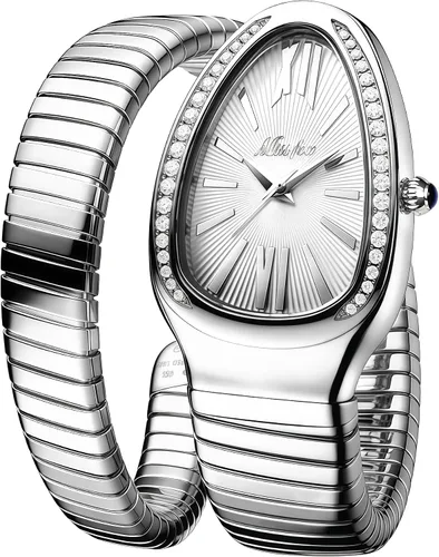 Miniatura 8 de MASTOP Reloj de cara de serpiente para mujer, con forma de serpiente, relojes para mujer, relojes impermeables de acero delicado para mujer, relojes