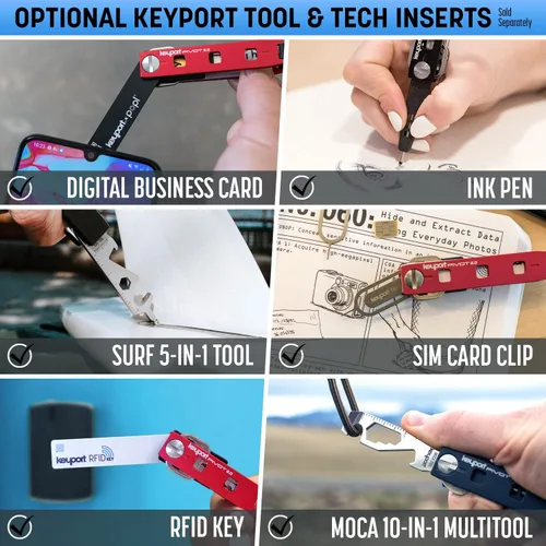 Miniatura 5 de Keyport Pivot 2.0 Organizador de Llaves - Porta Llaves EDC con Accesorio para Llavero de Coche y Servicio de Encontrado y Perdido - Aluminio, Rojo