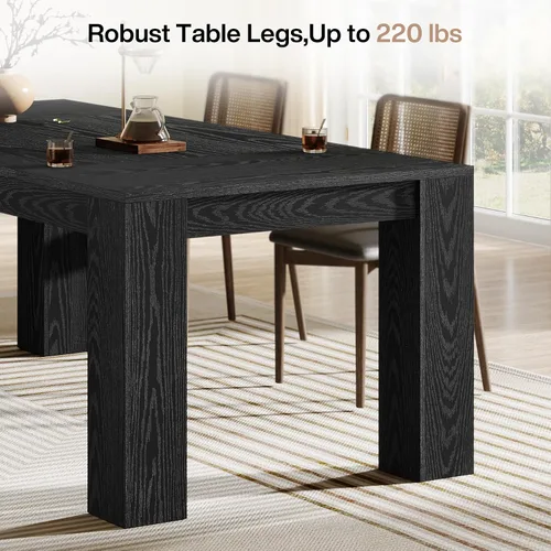 Miniatura 7 de Tribesigns Mesa de comedor de 63 pulgadas para 4 a 6, mesa rectangular de cocina, mesa de comedor de madera negra para cocina del hogar, comedor