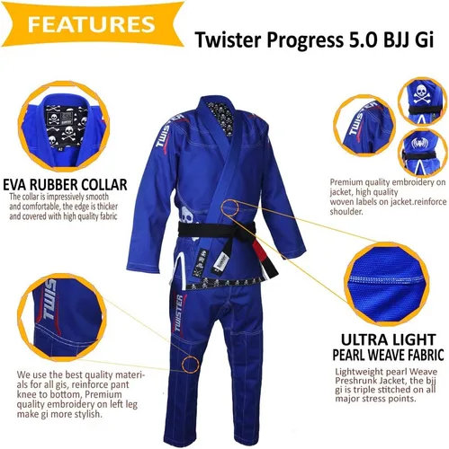 Miniatura 3 de Twister Progress 5.0 Brazilian Jiu Jitsu Gi BJJ Gi Lightweight Preshrunk Pearl Weave With Pants and Jacket 475gram