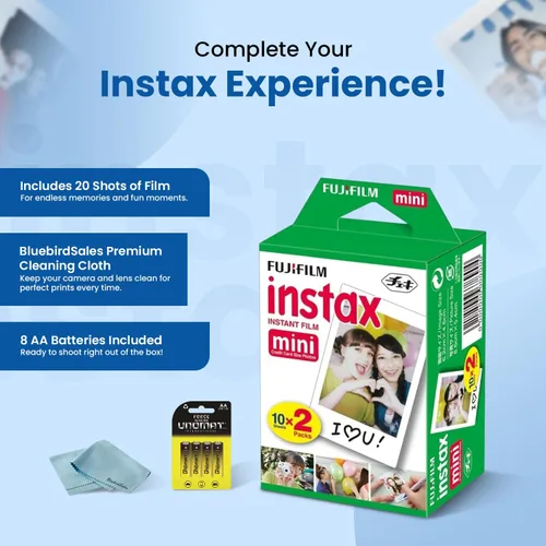 Miniatura 2 de Fujifilm Película instantánea Instax Mini, 40 disparos (10 hojas x 4) – Captura recuerdos en cualquier momento y en cualquier lugar + paño