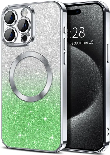 Miniatura 139 de Hython Funda para iPhone 13 Pro transparente con purpurina magnética [compatible con MagSafe] Protector completo de lente de cámara delgado