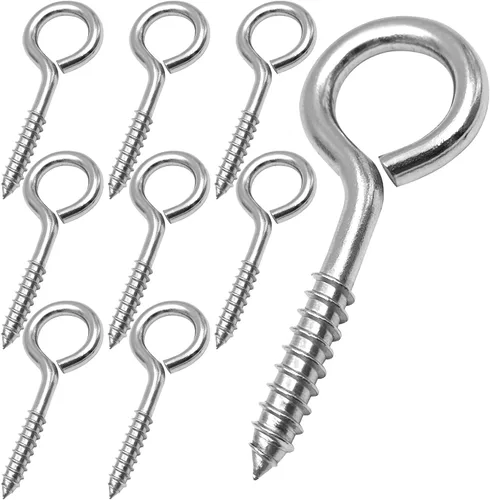 Miniatura 9 de YGAOHF Pernos de ojo grandes de 5 pulgadas atornillados – 4 ganchos de ojo de acero inoxidable atornillados resistentes, 500 libras de resistencia a