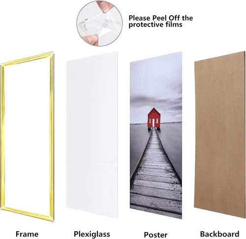 Miniatura 4 de ELSKER&HOME 24x36 Marco de Póster 3 Pack, Marco de Fotos Dorado para Montaje en Pared Horizontal o Vertical, Resistente y a Prueba de Arañazos